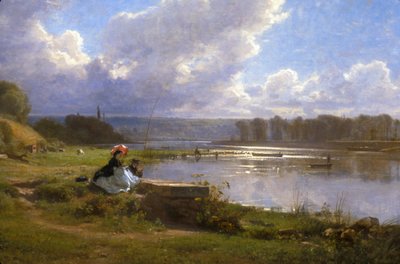 By the Water Near Paris, by Francois Louis Francais by Unbekannt Unbekannt